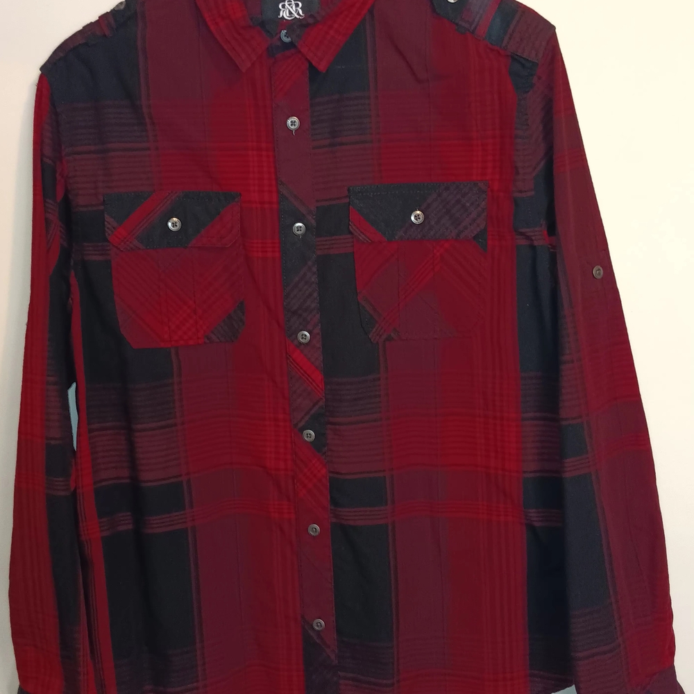 Rock & Republic Red and Black Casual Button Down Shirt